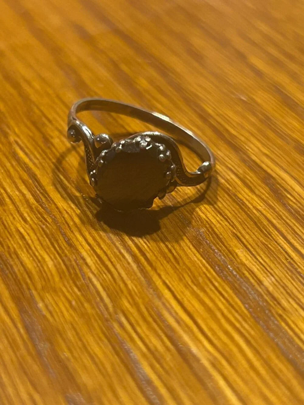 Vintage Sterling Silver and Hematite Ring - Size 7.5